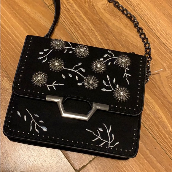 Top shop beaded embroidered crossbody bag black - Picture 3 of 7